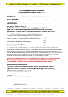 Anfrageformular für Betreiber an Hersteller